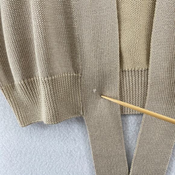 FIA ITALIA Sweater Womens L Hand Loomed Open Hem Tie Jumper Cardigan Beige Vtg - Picture 13 of 14